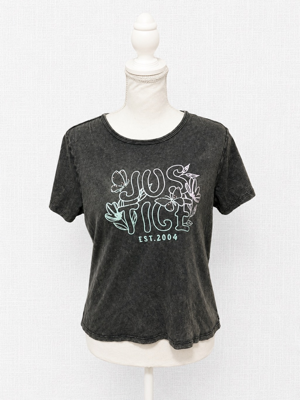 Justice Black Short-Sleeve 'Just Vice' Graphic Tee Y2K